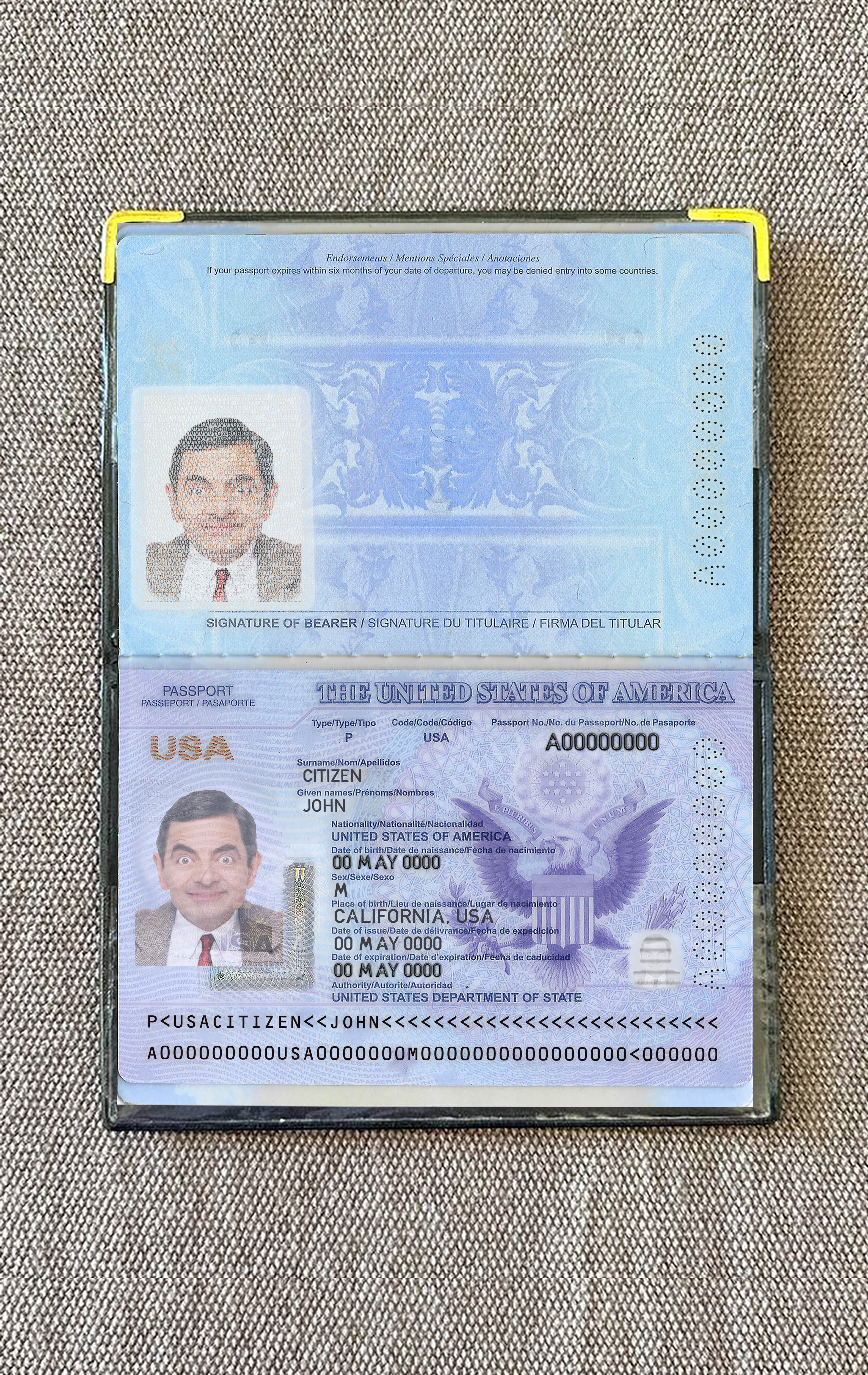 USA passport 2020 2023 photolook PSD template